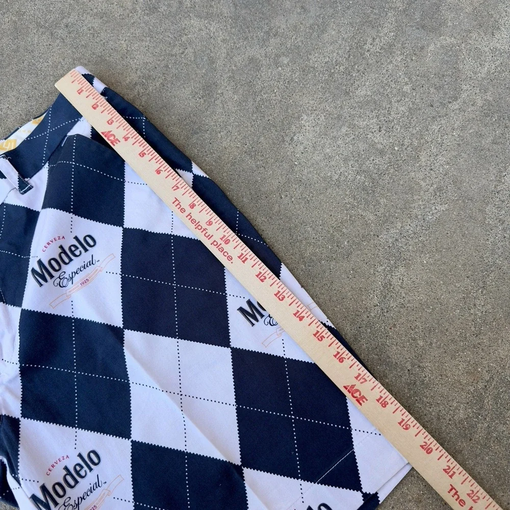 Loudmouth Modelo‎ Especial Argyle Men's Golf Heritage Shorts Size 36 Cerveza